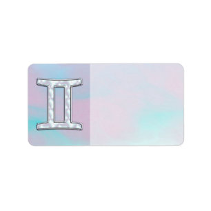 Mother of Pearl Style Gemini Zodiac Sign Label