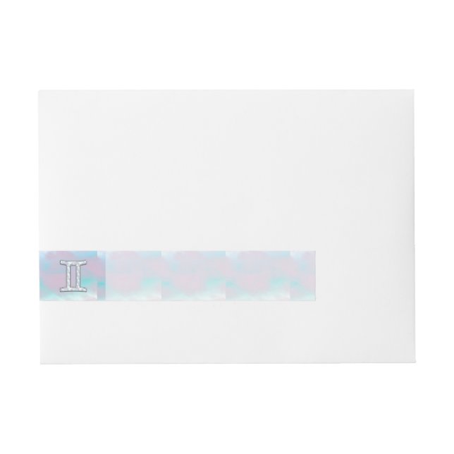 Mother of Pearl Style Gemini Zodiac Sign Wrap Around Address Label (Front)