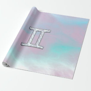 Mother of Pearl Style Gemini Zodiac Sign Wrapping Paper