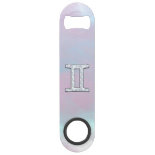 Mother of Pearl Style Gemini Zodiac Symbol Bar Key