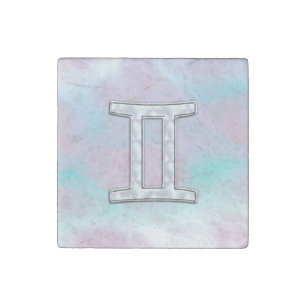 Mother of Pearl Style Gemini Zodiac Symbol Stone Magnet