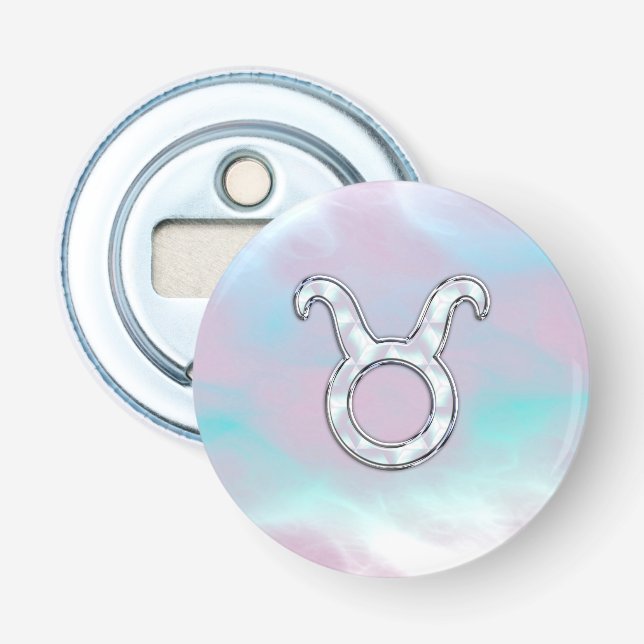 Mother of Pearl Style Taurus Zodiac Horoscope Bottle Opener (Front)