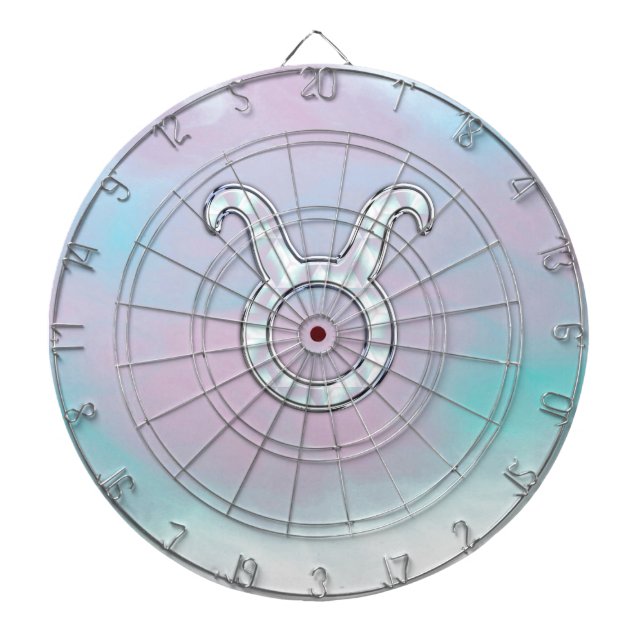 Mother of Pearl Style Taurus Zodiac Horoscope Dartboard (Front)
