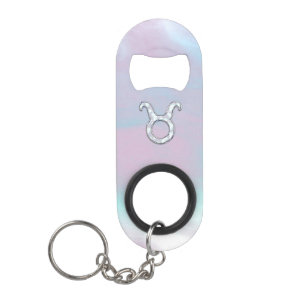 Mother of Pearl Style Taurus Zodiac Horoscope Keychain Bottle Opener