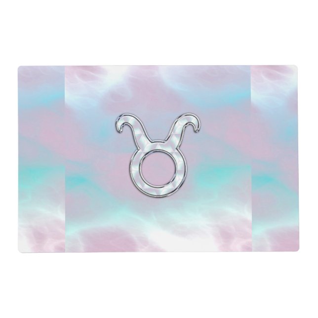 Mother of Pearl Style Taurus Zodiac Symbol Placemat (Front)