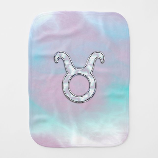 Mother of Pearl Taurus Zodiac Astrology Burp Cloth (Front)