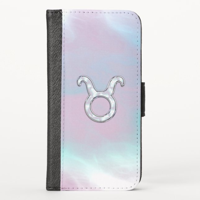 Mother of Pearl Taurus Zodiac Astrology iPhone Wallet Case (Front)