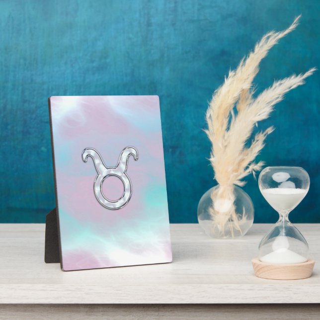 Mother of Pearl Taurus Zodiac Astrology Plaque (Side)
