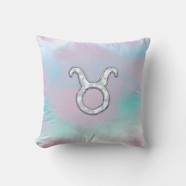 Mother of Pearl Taurus Zodiac Astrology Throw Pillow (Front)