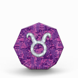 Mother of Pearl Taurus Zodiac Sign on Digital Camo Award