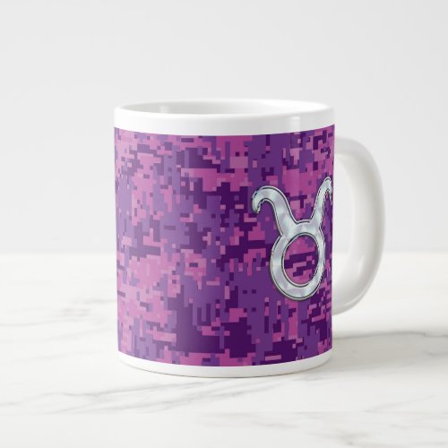 Mother of Pearl Taurus Zodiac Sign on Digital Camo Giant Coffee Mug