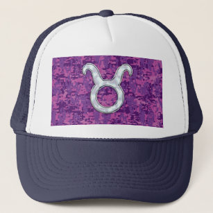 Mother of Pearl Taurus Zodiac Sign on Digital Camo Trucker Hat