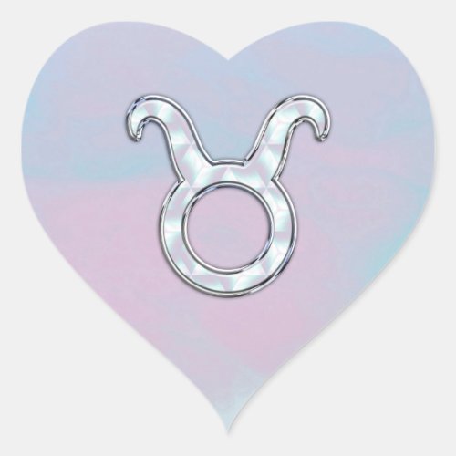 Mother of Pearl Taurus Zodiac Symbol Heart Sticker