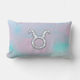 Mother of Pearl Taurus Zodiac Symbol Lumbar Pillow