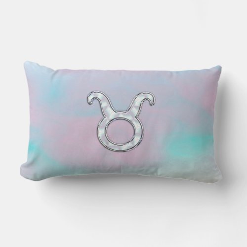 Mother of Pearl Taurus Zodiac Symbol Lumbar Pillow