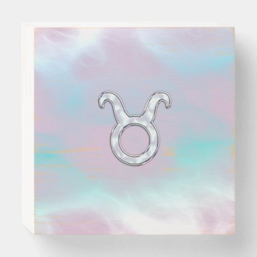 Mother of Pearl Taurus Zodiac Symbol Wooden Box Sign