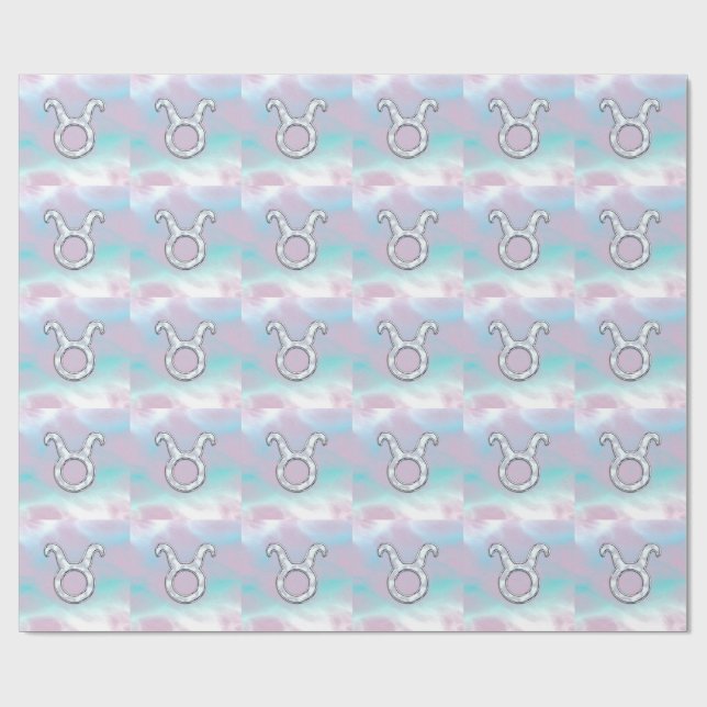 Mother of Pearl Taurus Zodiac Symbol Wrapping Paper (Flat)