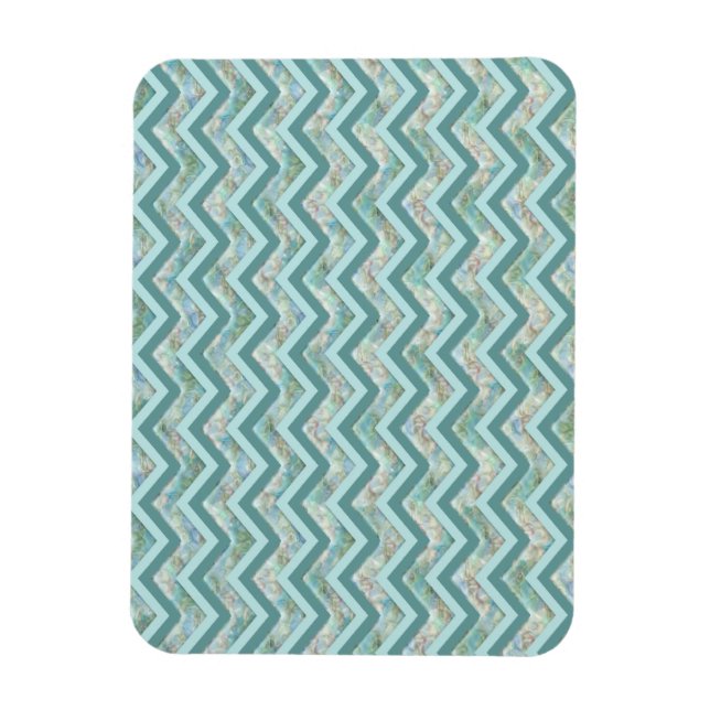 Mother of Pearl Teal ZigZag Magnet (Vertical)