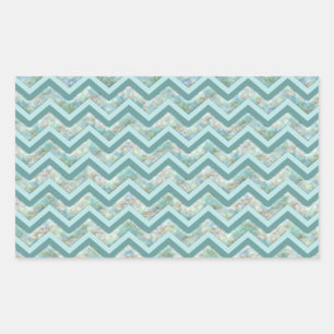 Mother of Pearl Teal ZigZag Rectangular Sticker