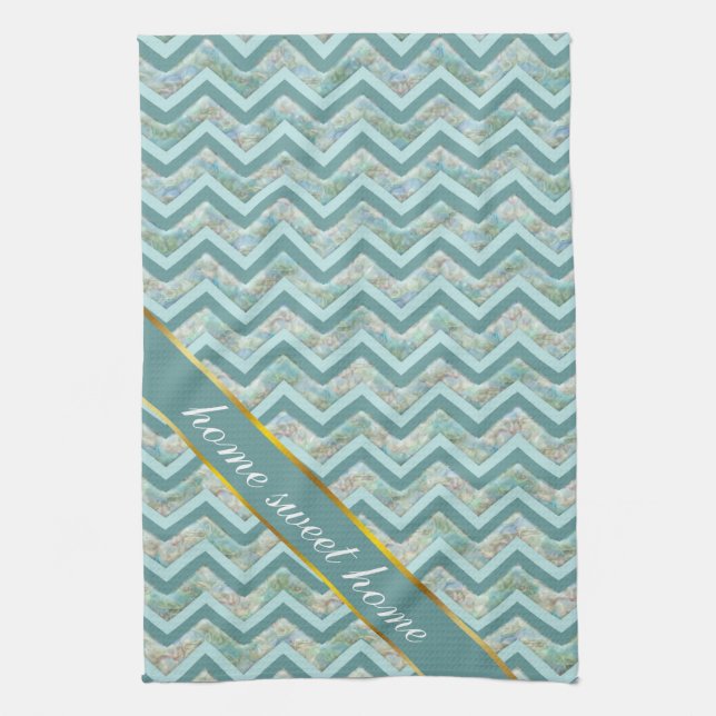 Mother of Pearl Teal ZigZag Towel (Vertical)