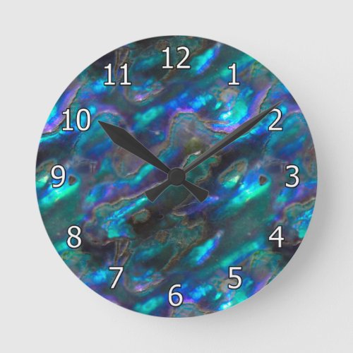 Mother Of Pearl Texture Blue Photo Pattern Round Clock