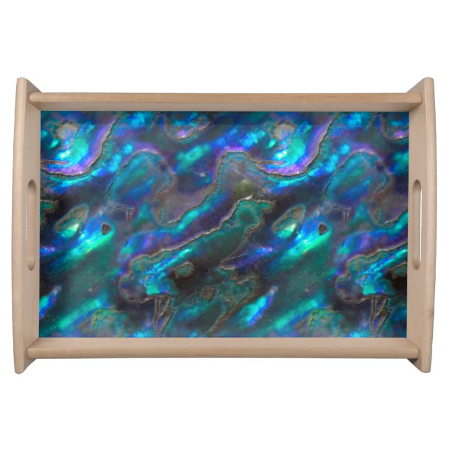 Mother Of Pearl Texture Blue Photo Pattern Serving Tray (Front)