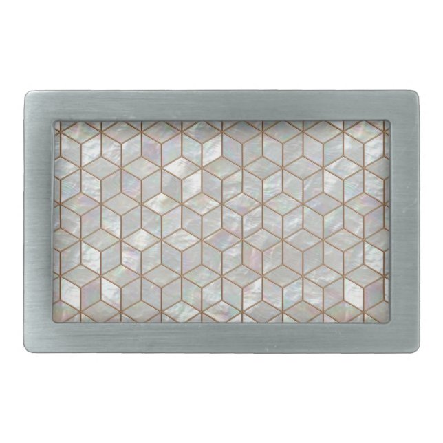 Mother Of Pearl Tiles Belt Buckle (Front)