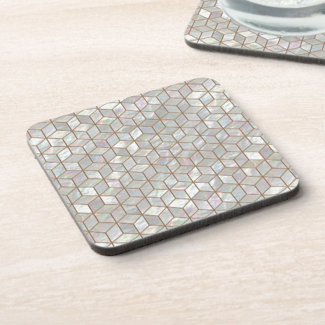 Mother Of Pearl Tiles Beverage Coaster (Left Side)