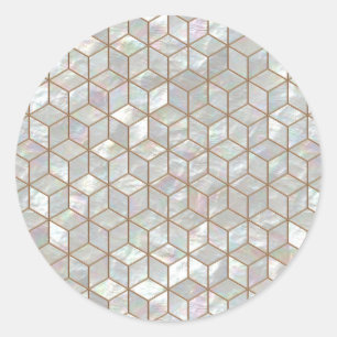 Mother Of Pearl Tiles Classic Round Sticker