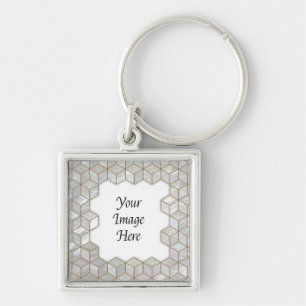Mother Of Pearl Tiles Frame Square Keychain