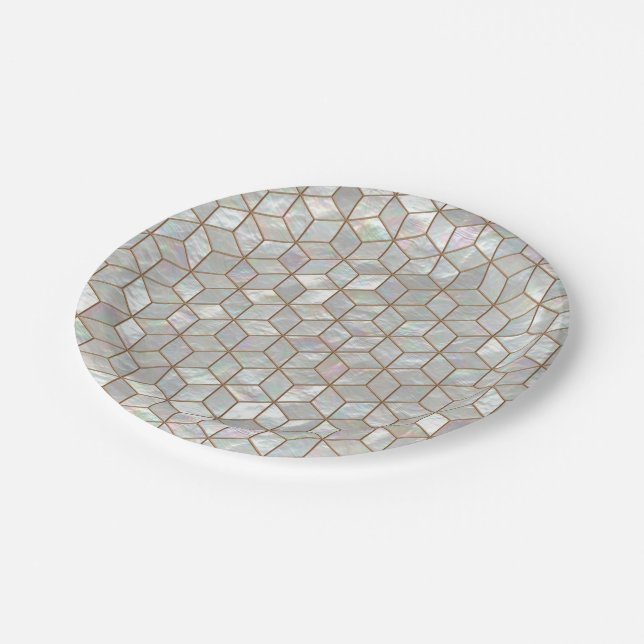 Mother Of Pearl Tiles Paper Plates (Angled)