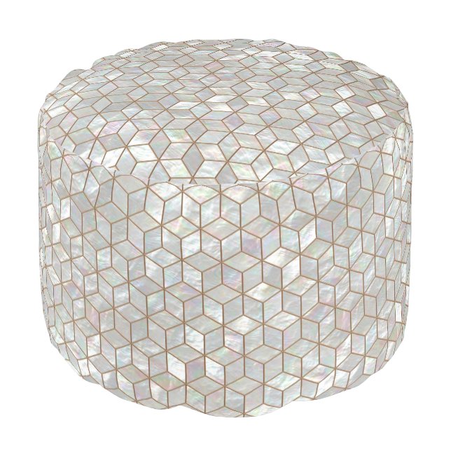 Mother Of Pearl Tiles Pouf (Angled Front)