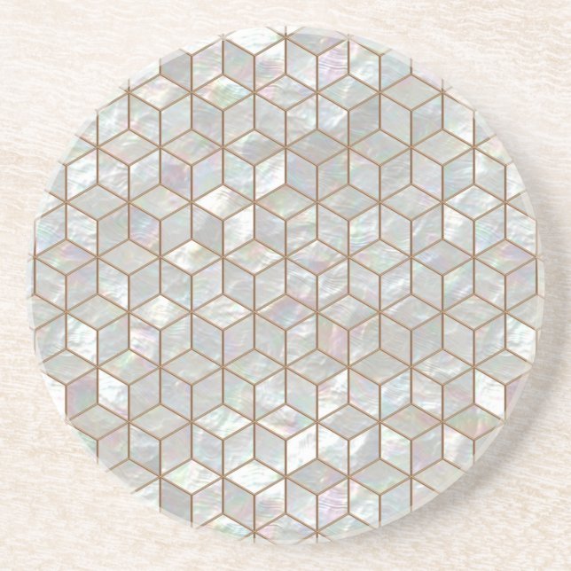 Mother Of Pearl Tiles Sandstone Coaster (Front)