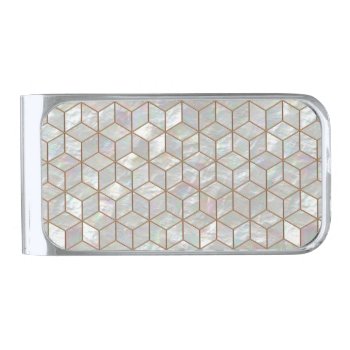 Mother Of Pearl Tiles Silver Finish Money Clip by Sharandra at Zazzle