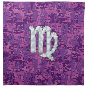 Mother of Pearl Virgo Zodiac on Pink Digital Camo Napkin