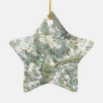 Mother Of Pearl White Abstract Swirl Ceramic Ornament by CustomizedCreationz at Zazzle