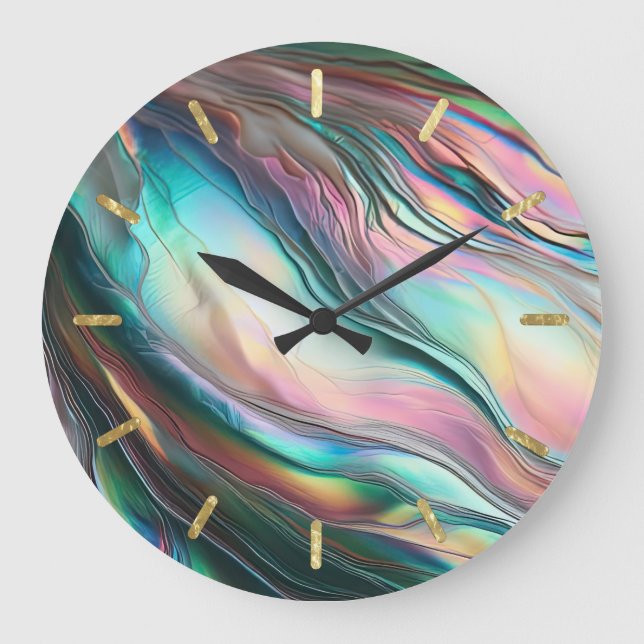 Mother of Pearl with Gold Tics Large Clock (Front)