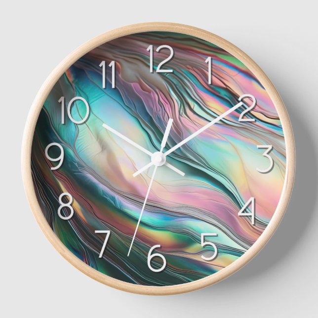 Mother of Pearl with Large Numbers Clock (Front)
