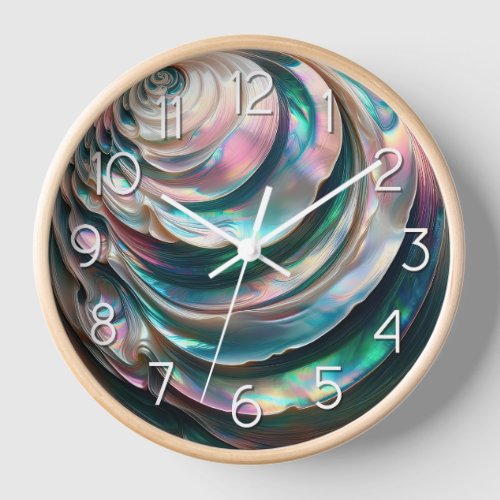 Mother of Pearl with Large Numbers Clock