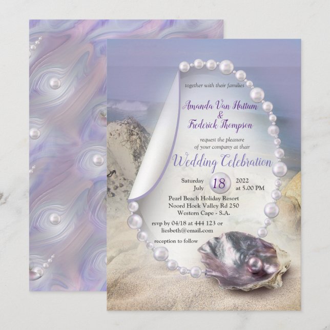 Mother of Pearls Beach party  Invitation (Front/Back)