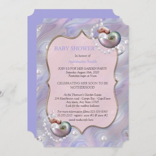 Mother of Pearls giving Birth to a Baby Girl Invitation