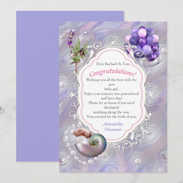 Mother of Pearls giving Birth to a Baby Girl Thank You Card (Front/Back)