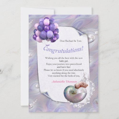 Mother of Pearls giving Birth to a Baby Girl Thank You Card