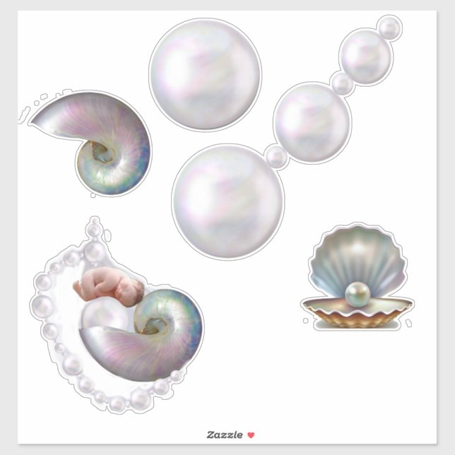 Mother of Pearls giving Birth to a Baby Pearl. Sticker (Sheet)