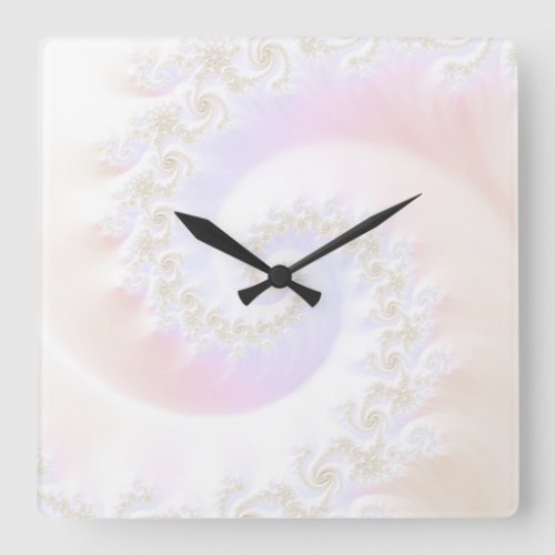 Mother of Pearls Luxurious Fractal Spiral Square Wall Clock