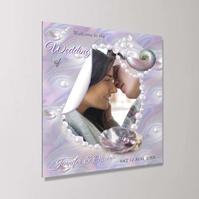 Mother of Pearls Merged like Liquid Swirls Acrylic Photo Tile (Angled)