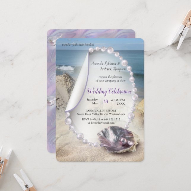Mother of Pearls Merged like Liquid Swirls Invitation (Front/Back In Situ)