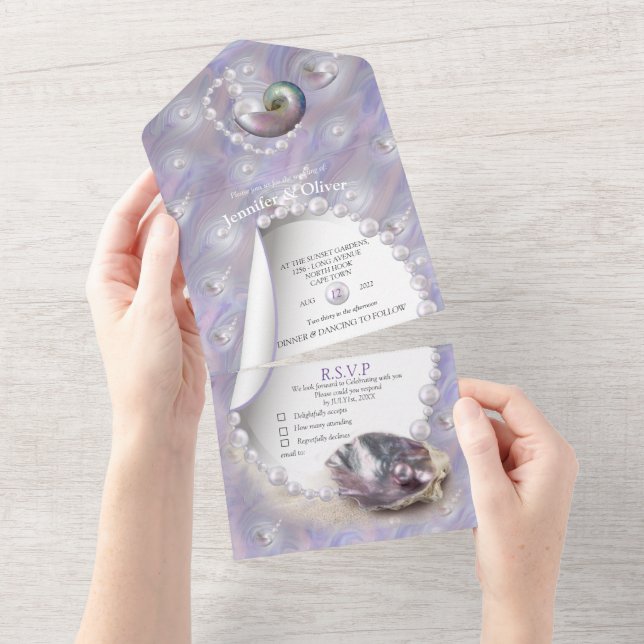 Mother of Pearls Symphony All In One Invitation (Tearaway)