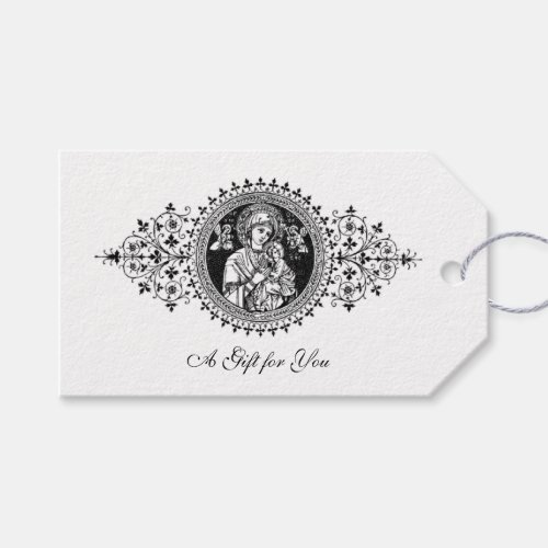 Mother of Perpetual Help Black and white elegant Gift Tags