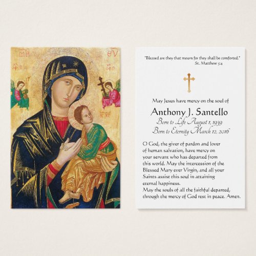 Mother of Perpetual Help Funeral Prayer Holy Card